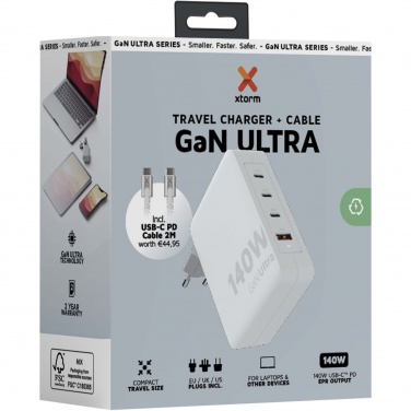 Logotrade reklaamtoote foto: Xtorm XVC2140 GaN Ultra 140 W reisilaadija 240 W USB-C PD kaabliga