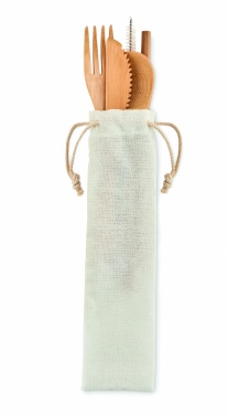 Logo trade reklaamtoote pilt: Bambusest söögiriistad õlgedega