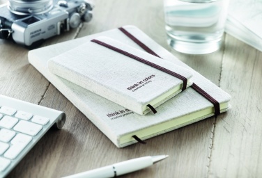 Logo trade firmakingituse pilt: A6 lõuendist voodriga märkmik