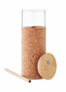 Logo trade reklaamtooted foto: Korgist ümbrise ja bambusest kaanega joogitops, 450 ml