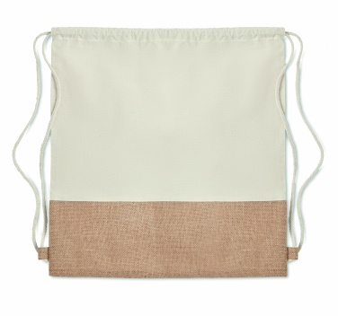 Logo trade reklaamkingid foto: Pingutusnööriga kott džuudist detailidega