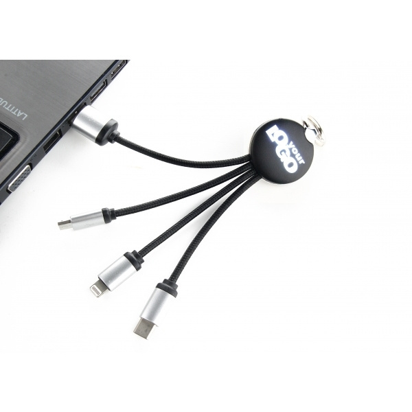 Logo trade reklaamtooted foto: 3in1 kaabel valgustatud logoga graveerimiseks, RXD-368