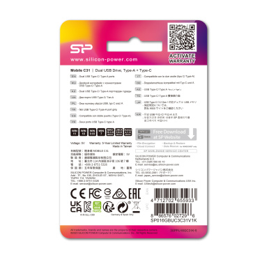 Logo trade reklaamkingituse pilt: Pendrive USB/tüüp - C Silicon Power Mobile C31 3.0 OTG