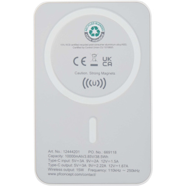 Logo trade firmakingitused foto: Acrab 10 000 mAh 15W magnetiline juhtmevaba varupank 20W PD-ga - valmistatud taaskasutatud plastist