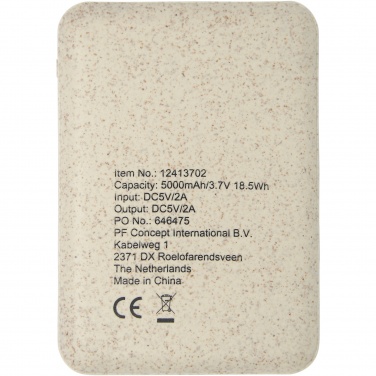 Logo trade liikelahja kuva: Asama-varavirtalähde, 5 000 mAh, vehnänolkea