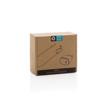 Logo trade liikelahjat mainoslahjat kuva: Boost RCS kierrätetty PET 20W USB-C 2 kpl lataussetti