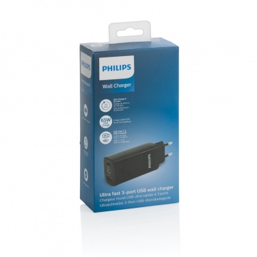Logo trade liikelahjat tuotekuva: Philips 65 W erittäin nopea PD 3-porttinen USB-laturi