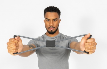 Logo trade mainoslahja ja liikelahja tuotekuva: 8-muotoinen treeninauha kassissa