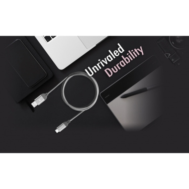 Logo trade mainoslahja ja liikelahja tuotekuva: Nailoninen tiedonsiirtokaapeli LK30 Type - C Quick Charge 3.0