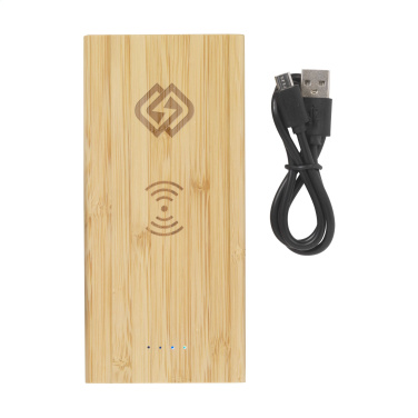 Logo trade liikelahja kuva: Bamboo 8000 Wireless Powerbank langaton laturi