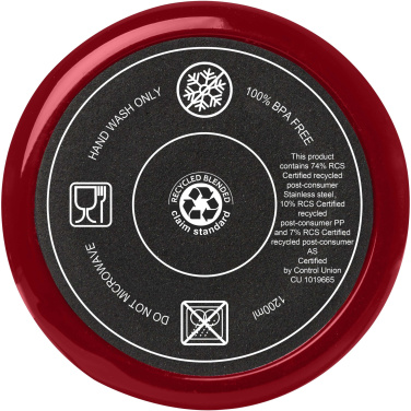 Logo trade mainoslahja ja liikelahja tuotekuva: Melbourne 1 200 ml:n RCS-sertifioitu kierrätetty teräs, eristetty  muki pillillä