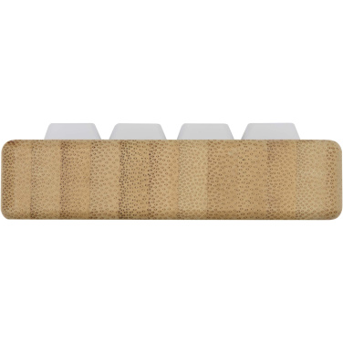 Logotrade mainoslahjat kuva: Algol kierrätetystä muovista valmistettu puhelinjalusta ja hypistelylelu bambuyksityiskohdilla