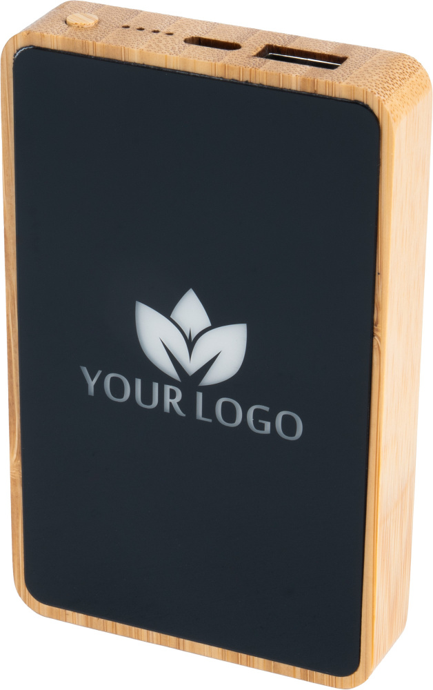 Logotrade reklaminės dovanos nuotrauka: 5000 mAh išorinė baterija su šviečiančiu logotipu