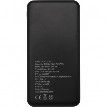 Logotrade logo dāvanas foto: Lop 10 000 mAh otrreizēji pārstrādāta plastmasas barošanas banka 