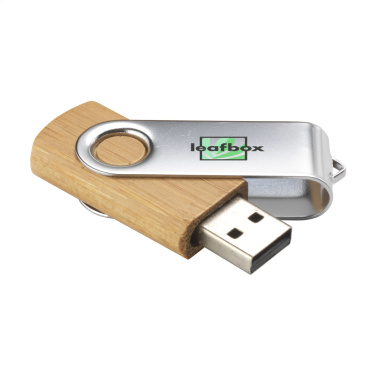 Logotrade logo dāvanas foto: USB Twist Bamboo no noliktavā 4 GB
