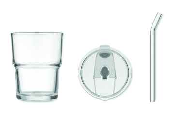 Logotrade Ideja dāvanas foto: Stikla trauks ar salmiņiem 400ml