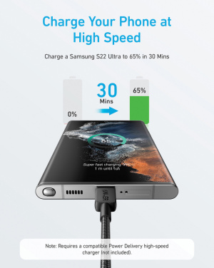 Logotrade Ideja dāvanas foto: Anker USB-C uz USB-C kabelis 1,8 metri 60 W
