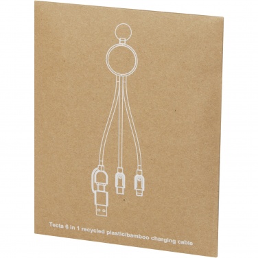 Лого трейд pекламные подарки фото: Кабель для зарядки Tecta «6 в 1» из переработанного пластика/бамбука с брелком