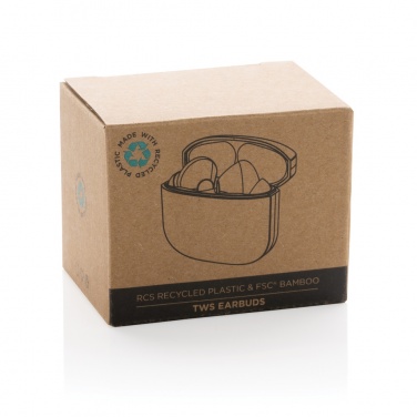 Лого трейд бизнес-подарки фото: Наушники-вкладыши Bamboo TWS с переработанным пластиком RCS
