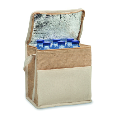 Лого трейд бизнес-подарки фото: Jute and canvas cooler bag 3L