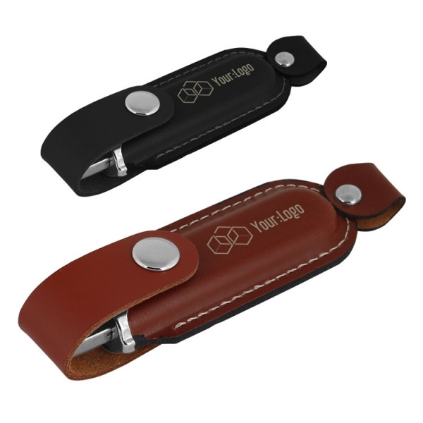 Лого трейд pекламные подарки фото: Кожаная USB-флешка