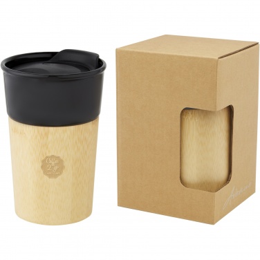 Logotrade profilreklam bild: Pereira 320 ml porslinsmugg med bambuyttervägg