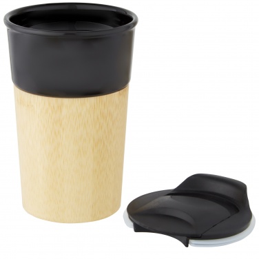 Logotrade reklamprodukter bild: Pereira 320 ml porslinsmugg med bambuyttervägg