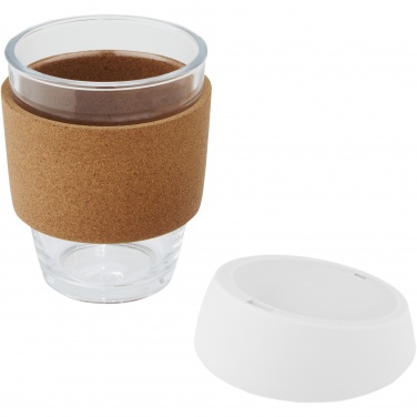 Logotrade kampanjprodukter bild: Lidan 360 ml termos i borosilikatglas med korkgrepp och silikonlock