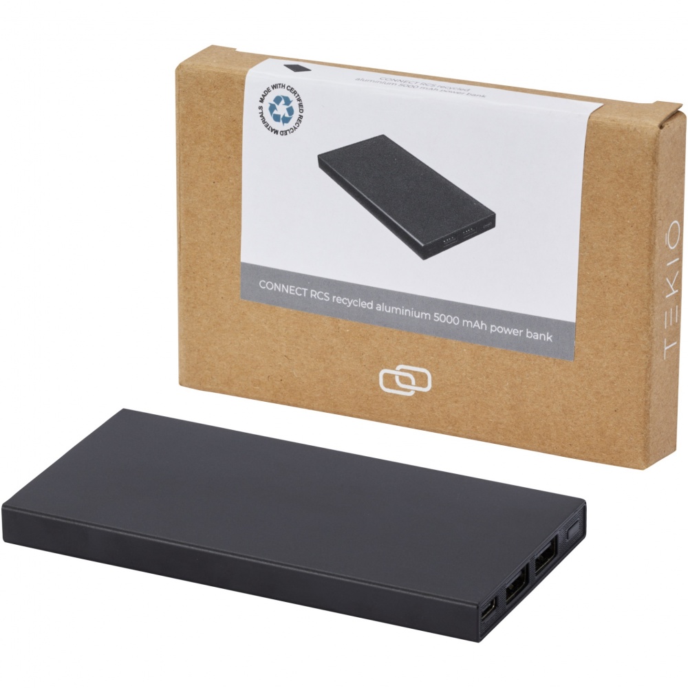 Logotrade kampanjprodukter bild: Connect 5 000 mAh powerbank av återvunnen aluminium