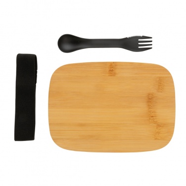 Logotrade kampanjprodukter bild: Stainless steel lunchlåda med bambulock och spork