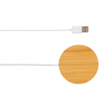 Logotrade profilprodukter bild: 10W bambu magnetisk trådlös laddare