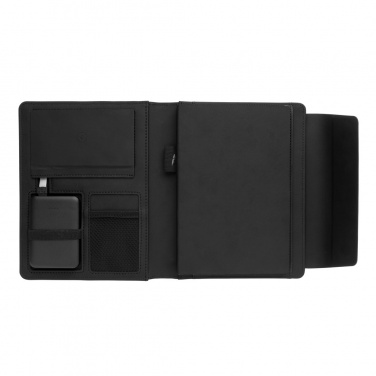 Logotrade kampanjprodukter bild: Fiko A5 portfolio med trådlös laddning och powerbank