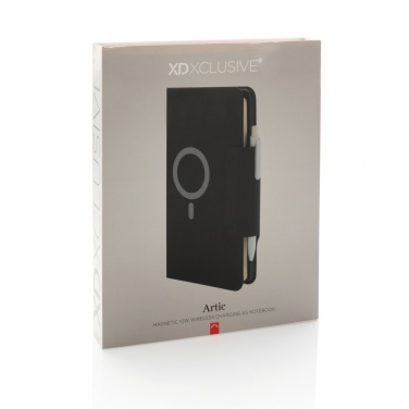 Logotrade profilprodukter bild: Artic magnetisk A5 antecknings-bok, 10W trådlös laddning