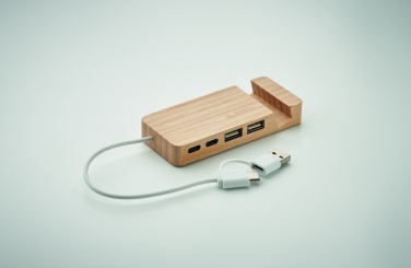 Logotrade kampanjprodukter bild: USB-hubb med 4 portar i bambu