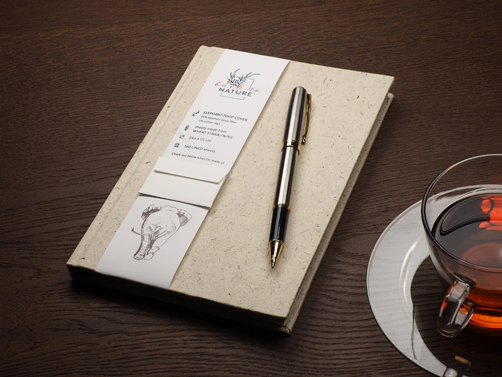 Logotrade kampanjprodukter bild: Återvunnen Elephant Poo Notebook 209734400