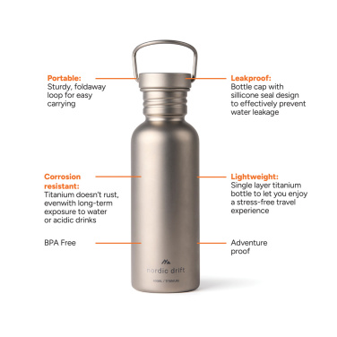 Logotrade kampanjprodukter bild: Nordic Drift Trail Light Titanium vattenflaska 600 ml