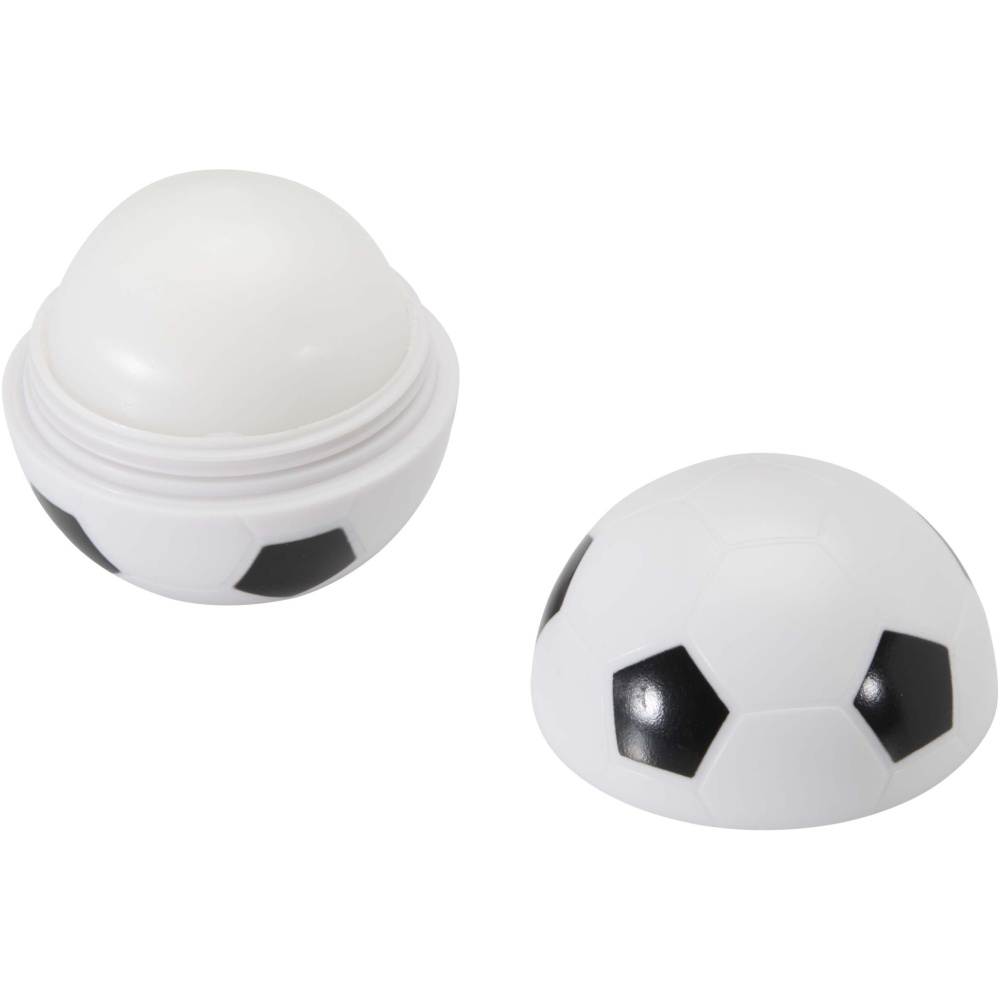 Logotrade profilprodukter bild: Zuri fotbollsformat läppbalsam med vanilj och SPF 15