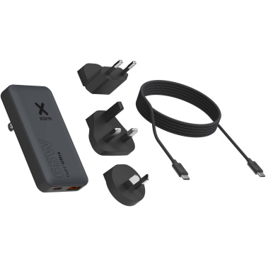 Logotrade kampanjprodukter bild: Xtorm 65 W snabbladdare set med kabel och resefodral för resor